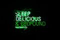 Neon sign reading "Sleep delicious & profound"